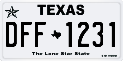 TX license plate DFF1231