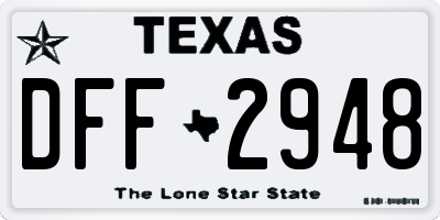 TX license plate DFF2948