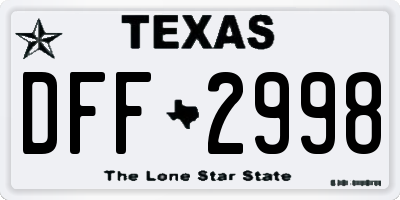 TX license plate DFF2998