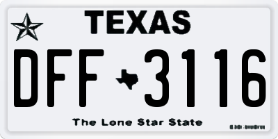 TX license plate DFF3116