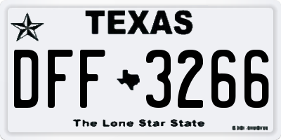 TX license plate DFF3266