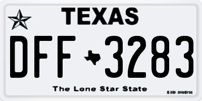 TX license plate DFF3283