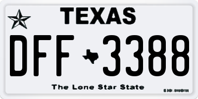 TX license plate DFF3388