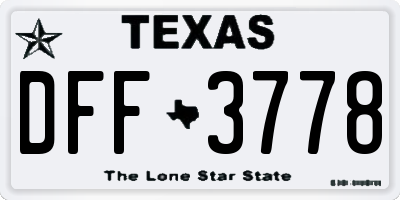 TX license plate DFF3778