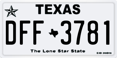 TX license plate DFF3781