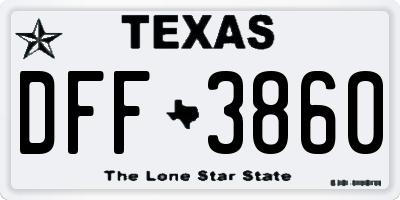 TX license plate DFF3860