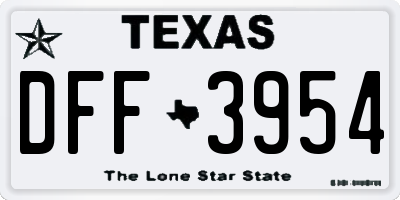 TX license plate DFF3954