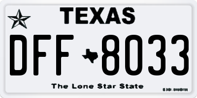 TX license plate DFF8033