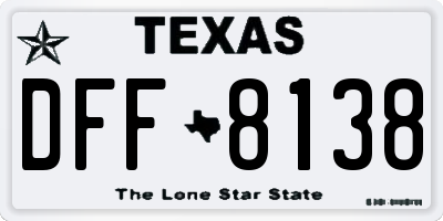 TX license plate DFF8138