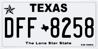 TX license plate DFF8258