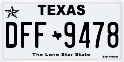 TX license plate DFF9478