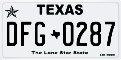 TX license plate DFG0287