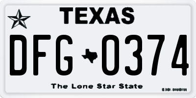 TX license plate DFG0374