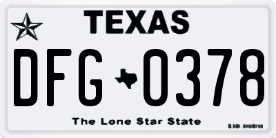 TX license plate DFG0378