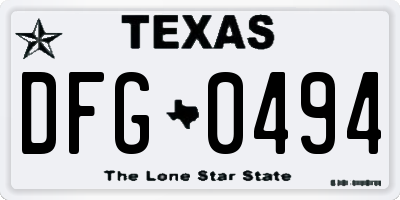 TX license plate DFG0494