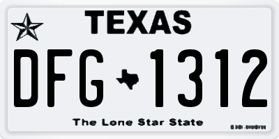 TX license plate DFG1312