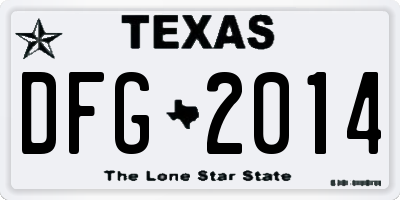 TX license plate DFG2014