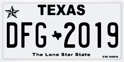TX license plate DFG2019