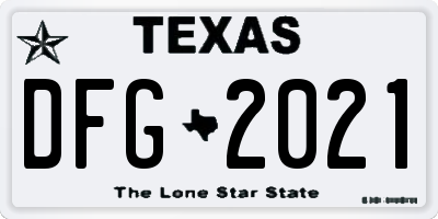 TX license plate DFG2021