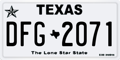 TX license plate DFG2071