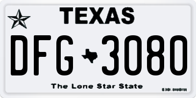 TX license plate DFG3080