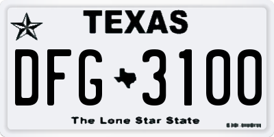TX license plate DFG3100