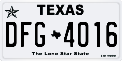 TX license plate DFG4016