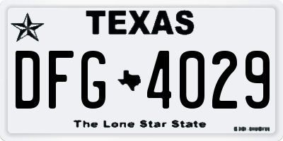 TX license plate DFG4029