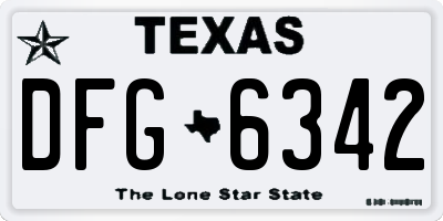 TX license plate DFG6342