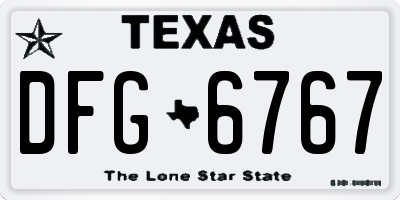 TX license plate DFG6767