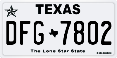 TX license plate DFG7802