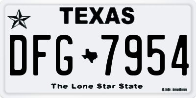 TX license plate DFG7954