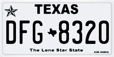 TX license plate DFG8320