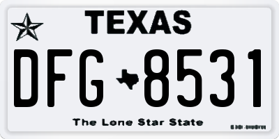 TX license plate DFG8531