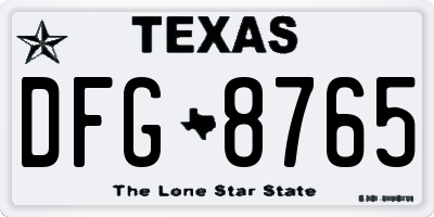TX license plate DFG8765