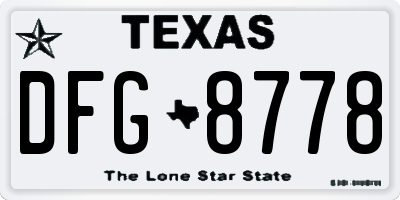 TX license plate DFG8778