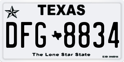 TX license plate DFG8834