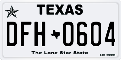 TX license plate DFH0604