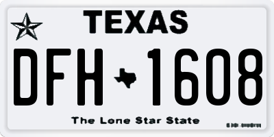 TX license plate DFH1608
