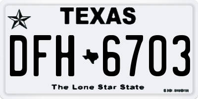TX license plate DFH6703