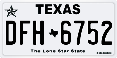 TX license plate DFH6752