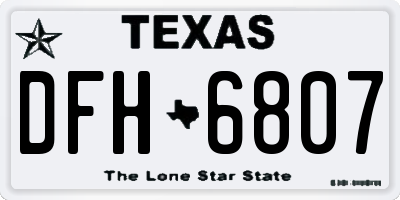 TX license plate DFH6807
