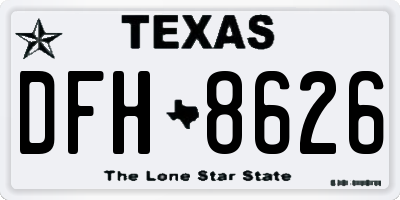 TX license plate DFH8626
