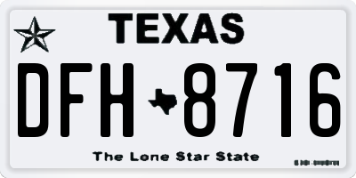 TX license plate DFH8716