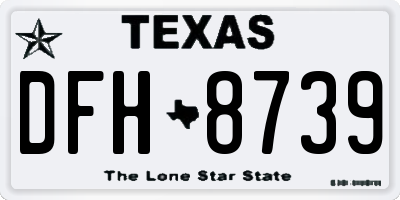 TX license plate DFH8739