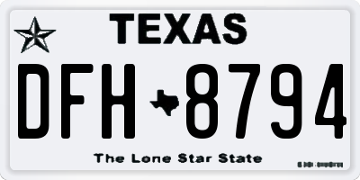 TX license plate DFH8794