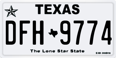 TX license plate DFH9774