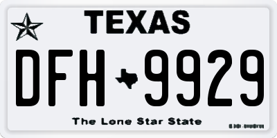 TX license plate DFH9929