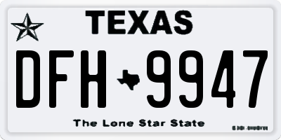TX license plate DFH9947