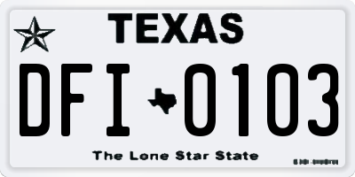 TX license plate DFI0103